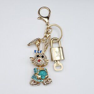 LV Gold Padlock 🔑 Authentic Louis Vuitton Charm + Unbranded Bunny Keychain
